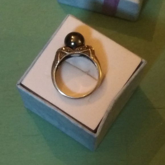 Sterling/925 AKOYA PEARL & MARCINITE Ring - Picture 5 of 7
